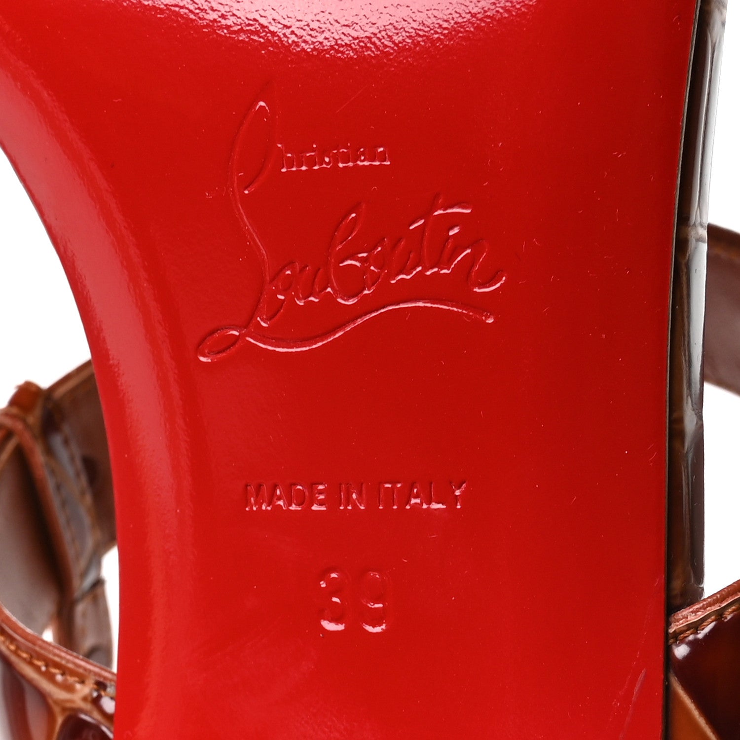 Christian Louboutin Calfskin Alligator Embossed MJ 25 Thong Sandals 39 Acajou 7 of 8