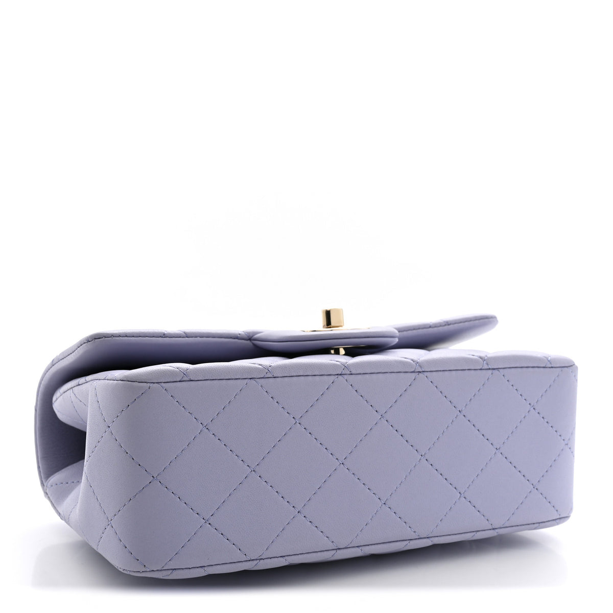 Lambskin Quilted Mini Top Handle Rectangular Flap Light Purple