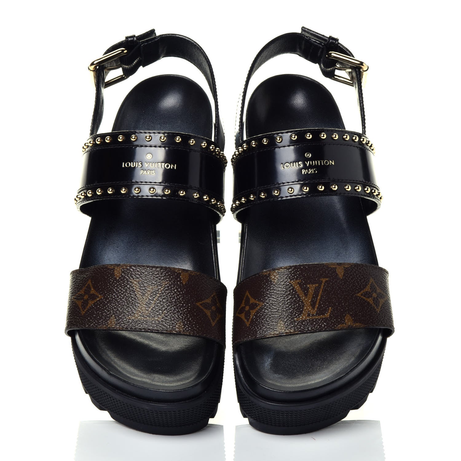 Louis Vuitton Calfskin Monogram Laureate Platform Sandals 36 Black 5 of 10