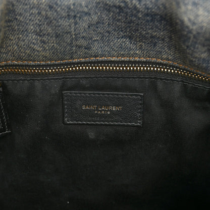 Saint Laurent Denim Quilted Small Loulou Puffer Monogram Chain Satchel Blue Cinnamon 6 of 9