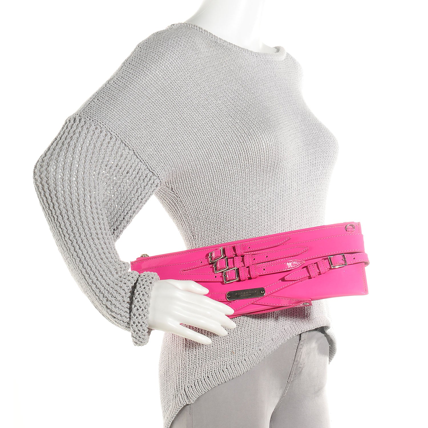 Burberry Patent Bridle Calfskin Parmoor Clutch Bag Pink 2 of 12