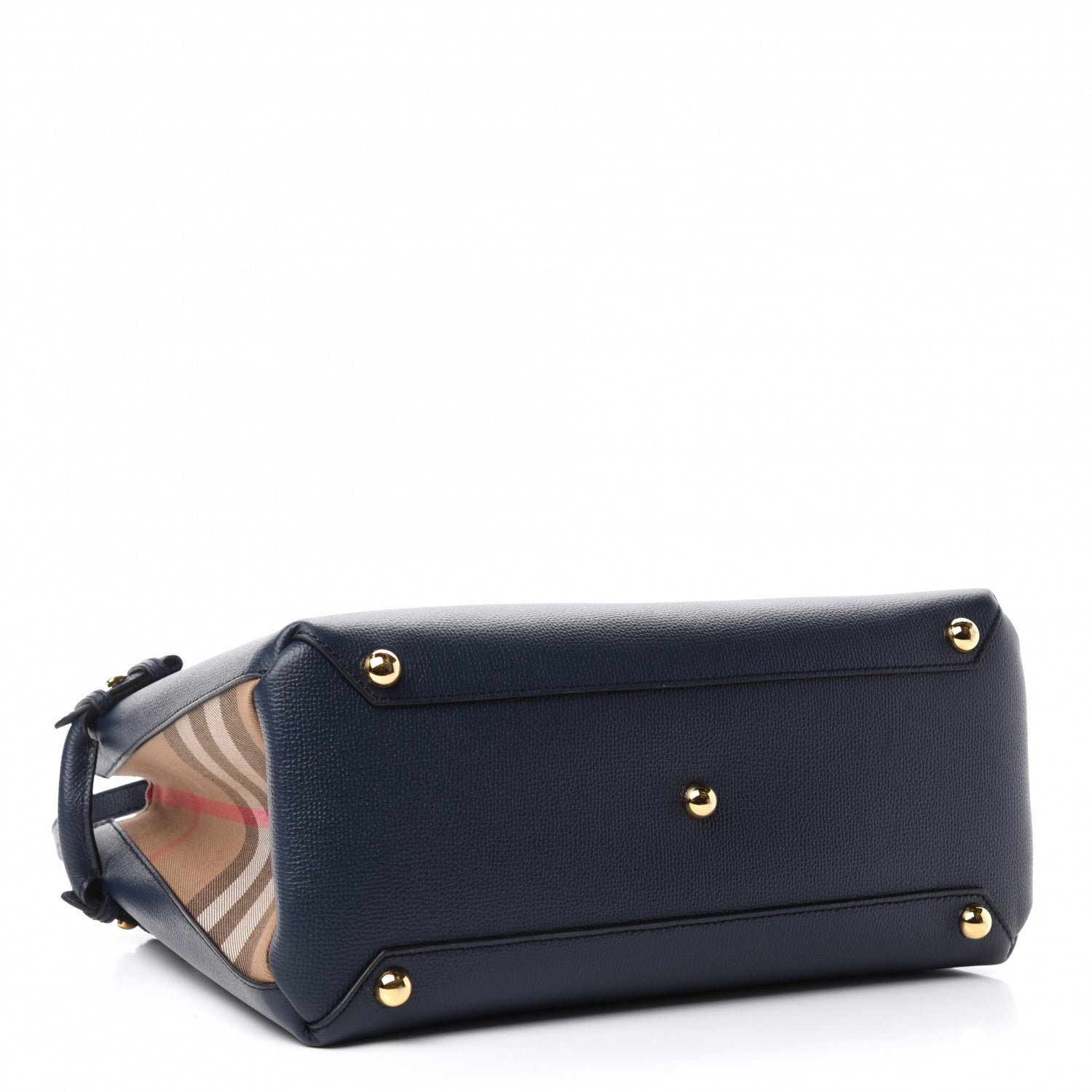 Burberry Calfskin House Check Medium Banner Tote Ink Blue 4 of 10