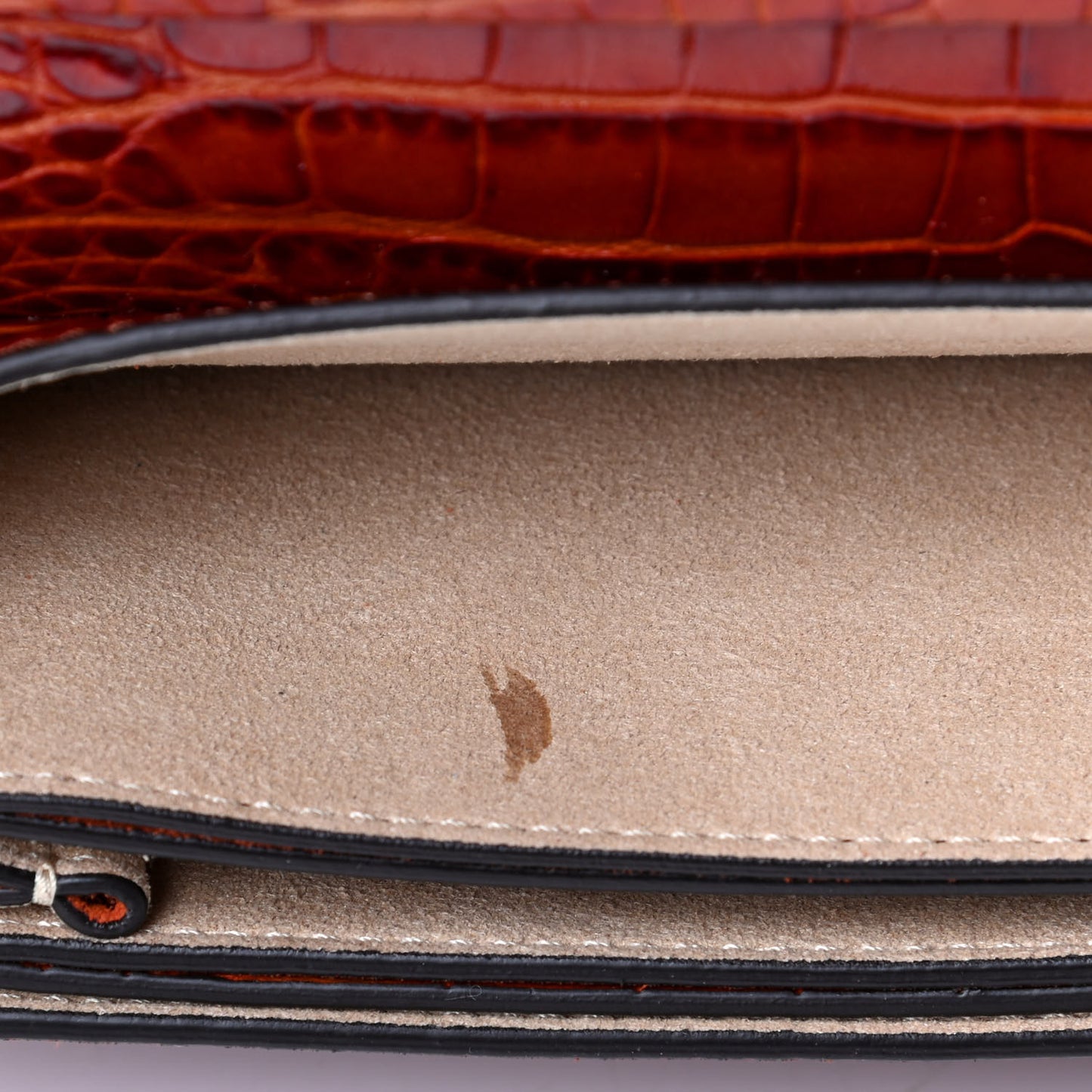 Calfskin Crocodile Embossed Suede Small GV3 Shoulder Bag Cognac