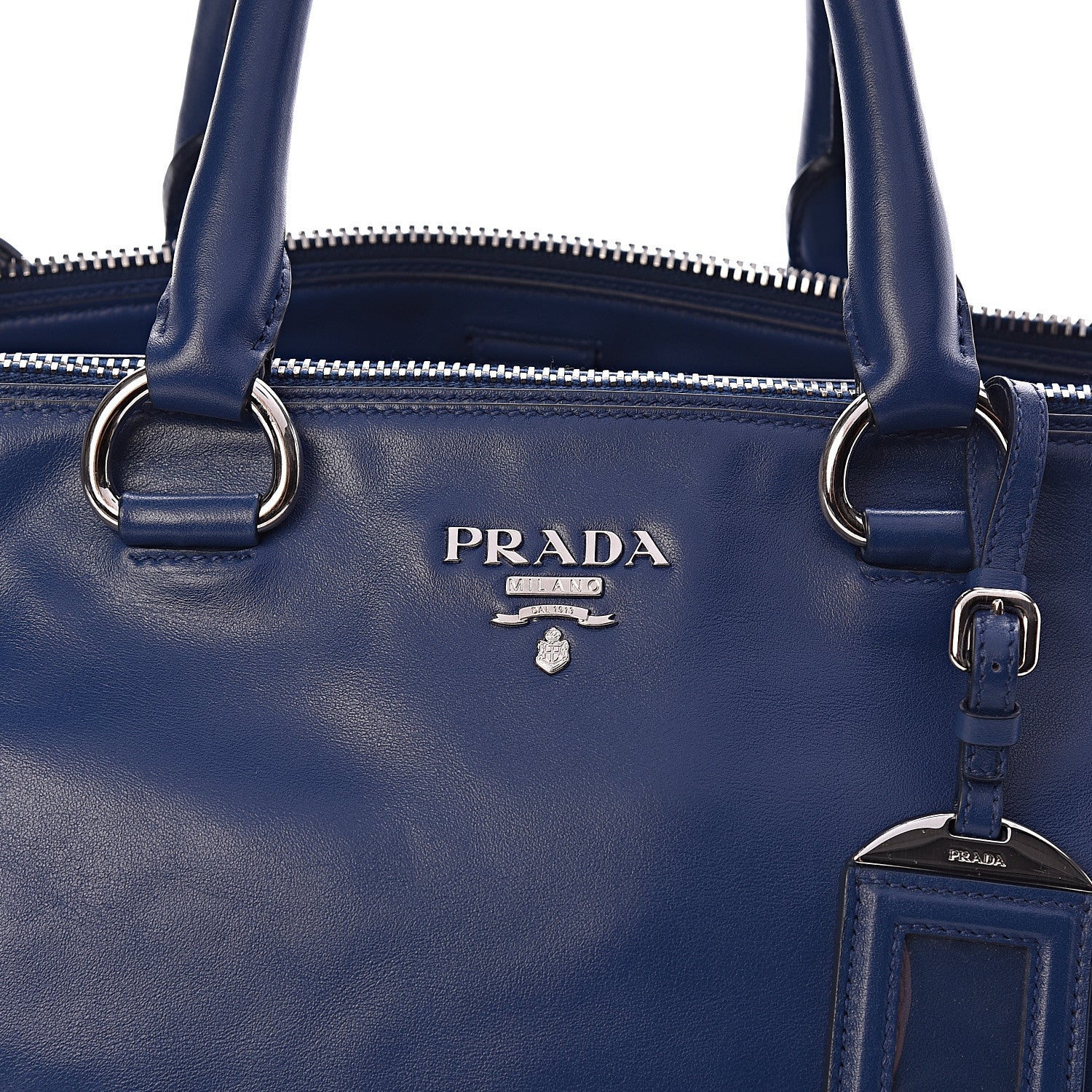 Prada Soft Calf Double Zip Shoulder Bag Bleuette 10 of 12