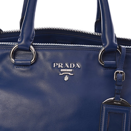 Prada Soft Calf Double Zip Shoulder Bag Bleuette 10 of 12