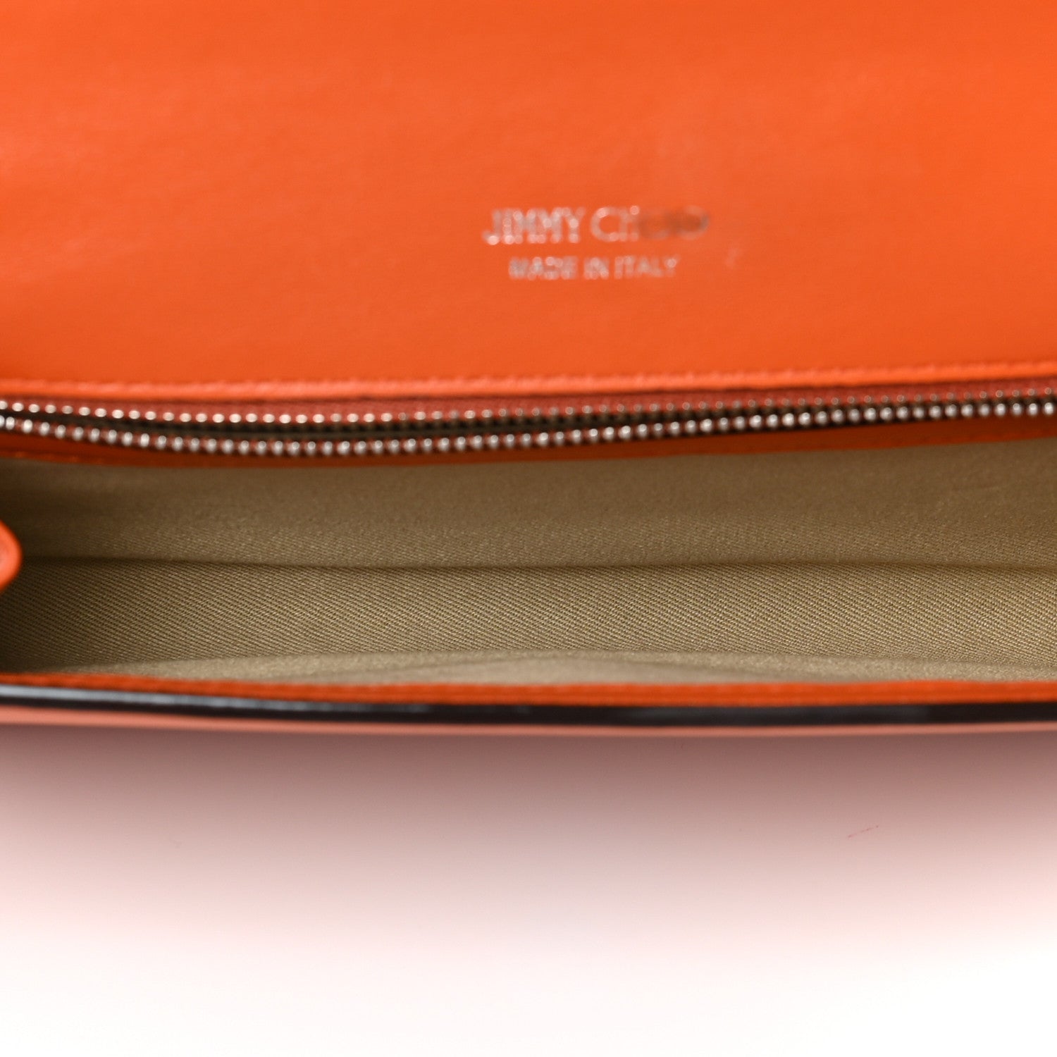 Jimmy Choo Calfskin Crystal Madeline Wallet On Chain Orange 4 of 7