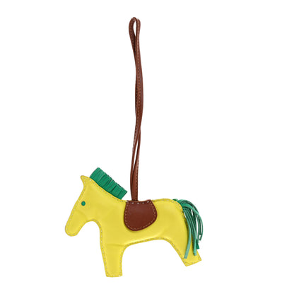 Hermes Milo Lambskin Grigri Rodeo Horse Bag Charm MM Lime Menthe Fauve 1 of 3