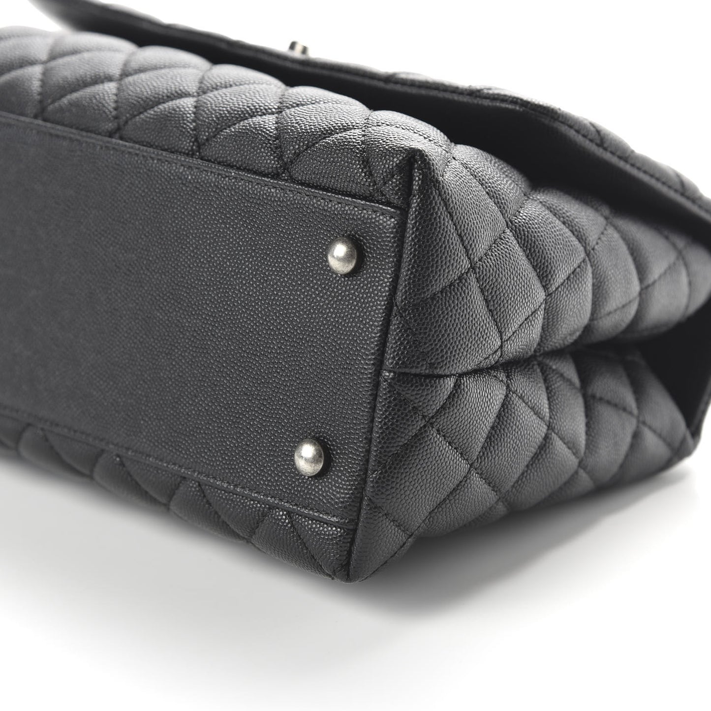 Caviar Lizard Embossed Quilted Small Coco Handle Flap Black