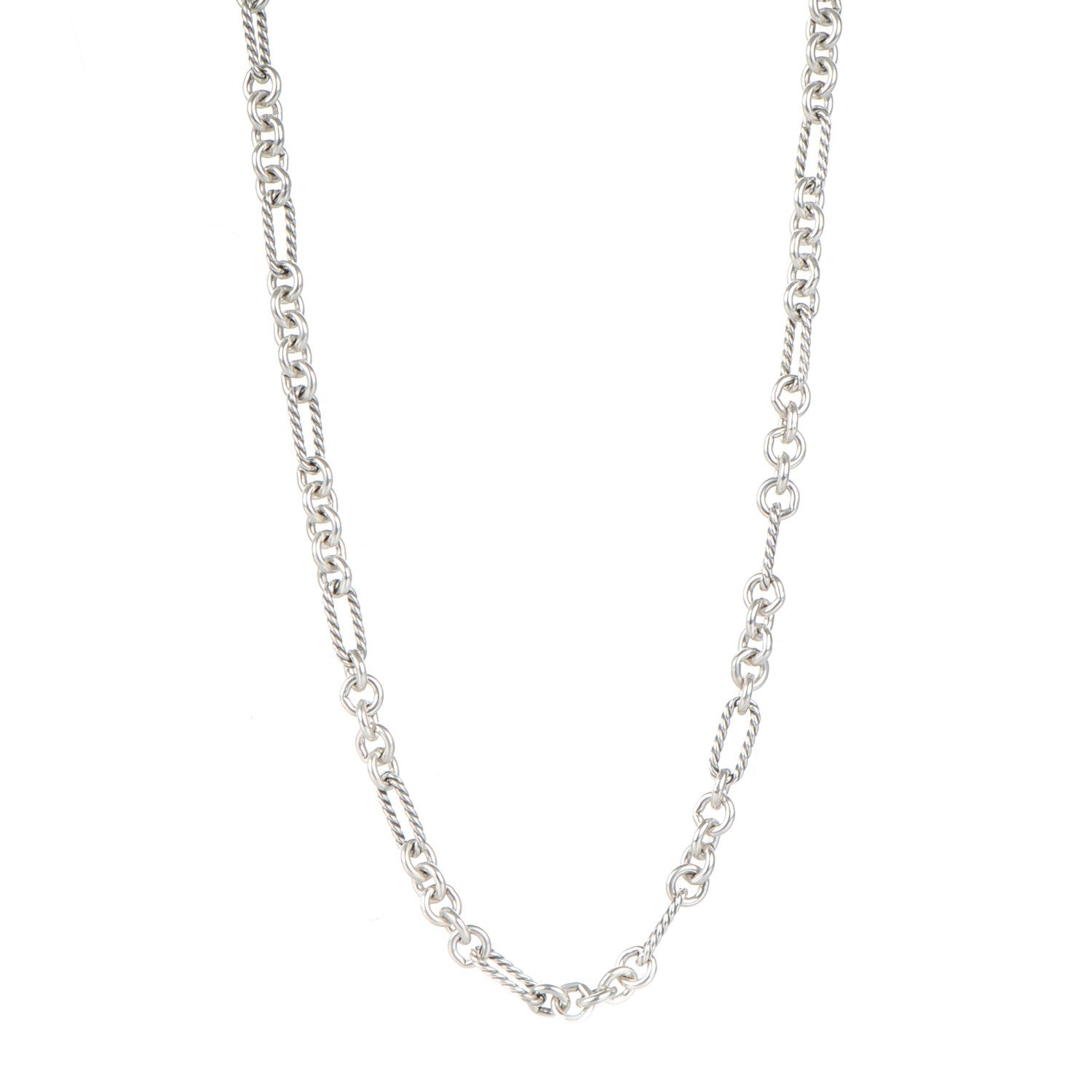 David Yurman Sterling Silver 18K Gold Figaro Chain Necklace 1 of 4