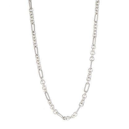 David Yurman Sterling Silver 18K Gold Figaro Chain Necklace 1 of 4