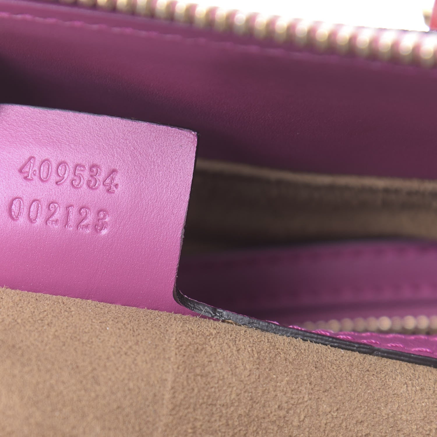 Gucci GG Supreme Monogram Moon Calfskin Small Zip Top Tote Beige Ebony Hibiscus Red New Rosette 9 of 13