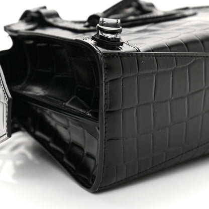 Balenciaga Semi Shiny Calfskin Crocodile Embossed Neo Classic Black Hardware Mini City Black 8 of 11