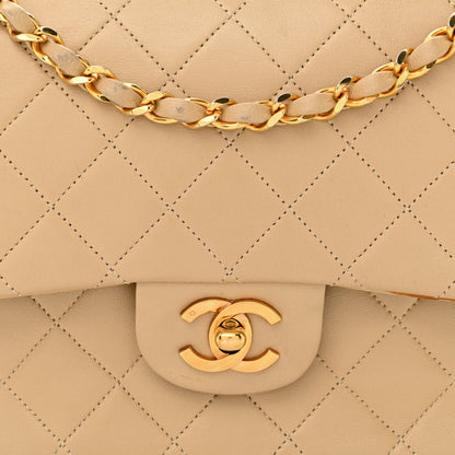 Chanel Lambskin Quilted Medium Double Flap Beige 9 of 18