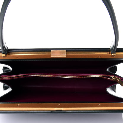 Celine Patina Box Calfskin Medium Clasp Bag Dark Green 4 of 5