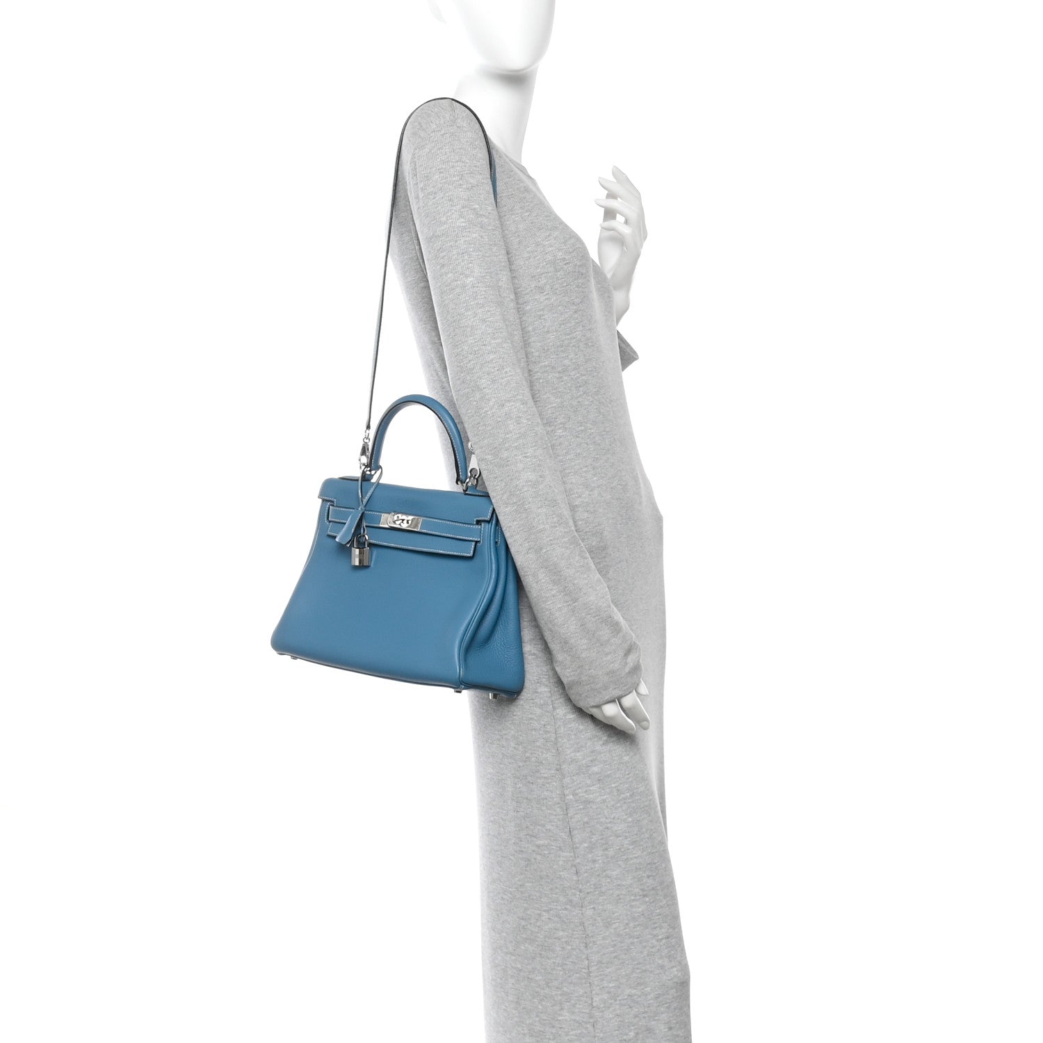 Hermes Taurillon Clemence Kelly Retourne 28 Bleu Jean 2 of 16