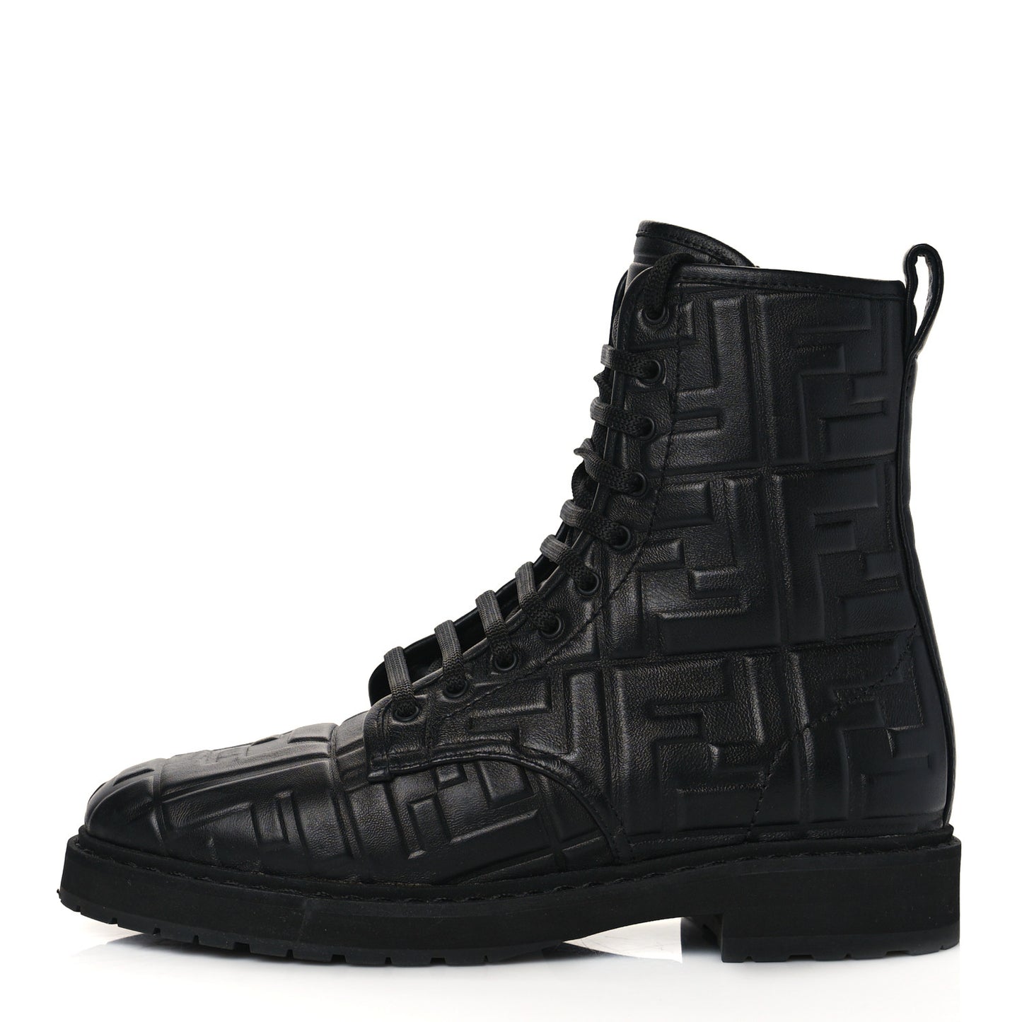 Nappa FF Embossed Womens Biker Boots 38 Black