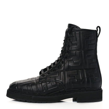 Fendi Nappa FF Embossed Womens Biker Boots 38 Black 1 of 8