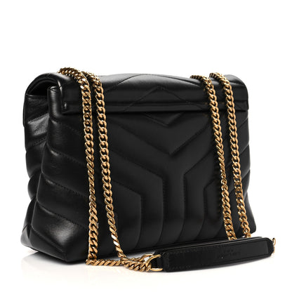 Saint Laurent Calfskin Y Quilted Monogram Small Loulou Chain Satchel Black 3 of 7