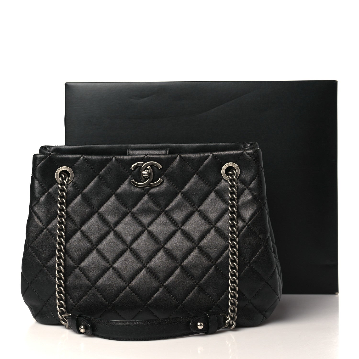 Chanel Lambskin Quilted Accordion Tote Black 9 of 9