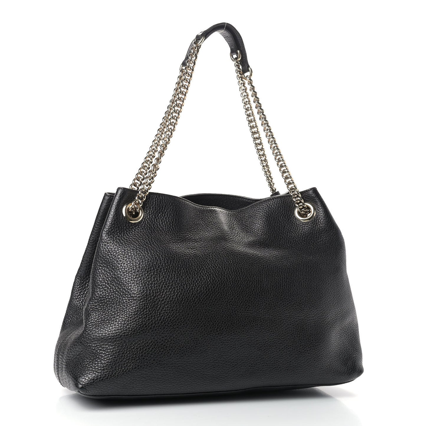 Pebbled Calfskin Medium Soho Chain Shoulder Bag Black