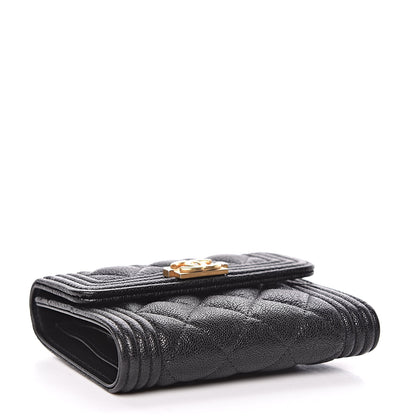 Chanel Caviar Quilted Compact Boy Wallet Black 4 of 11