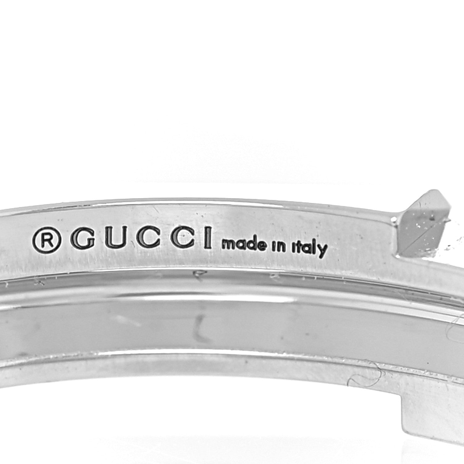 Gucci 18K White Gold 4mm Link To Love Studded Ring 57 8 6 of 7