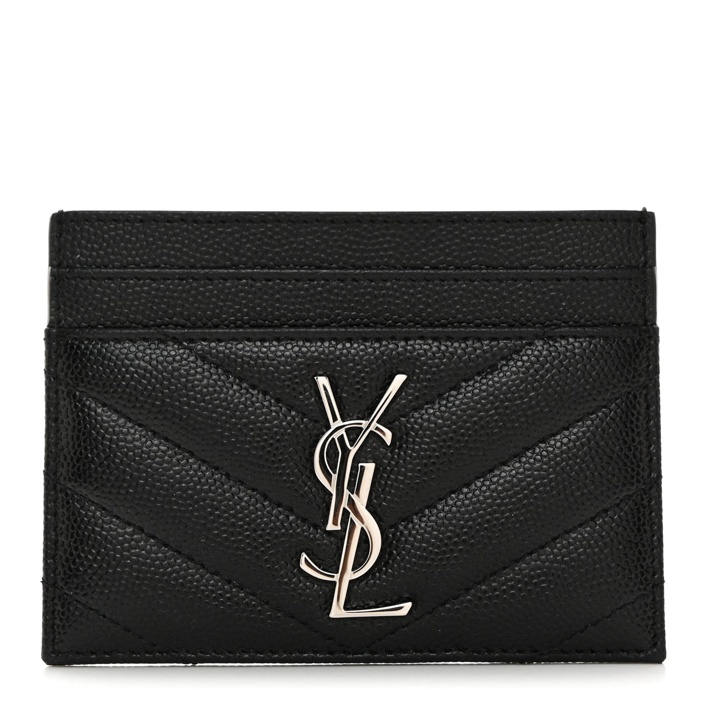 Grain De Poudre Matelasse Chevron Monogram Credit Card Case Black
