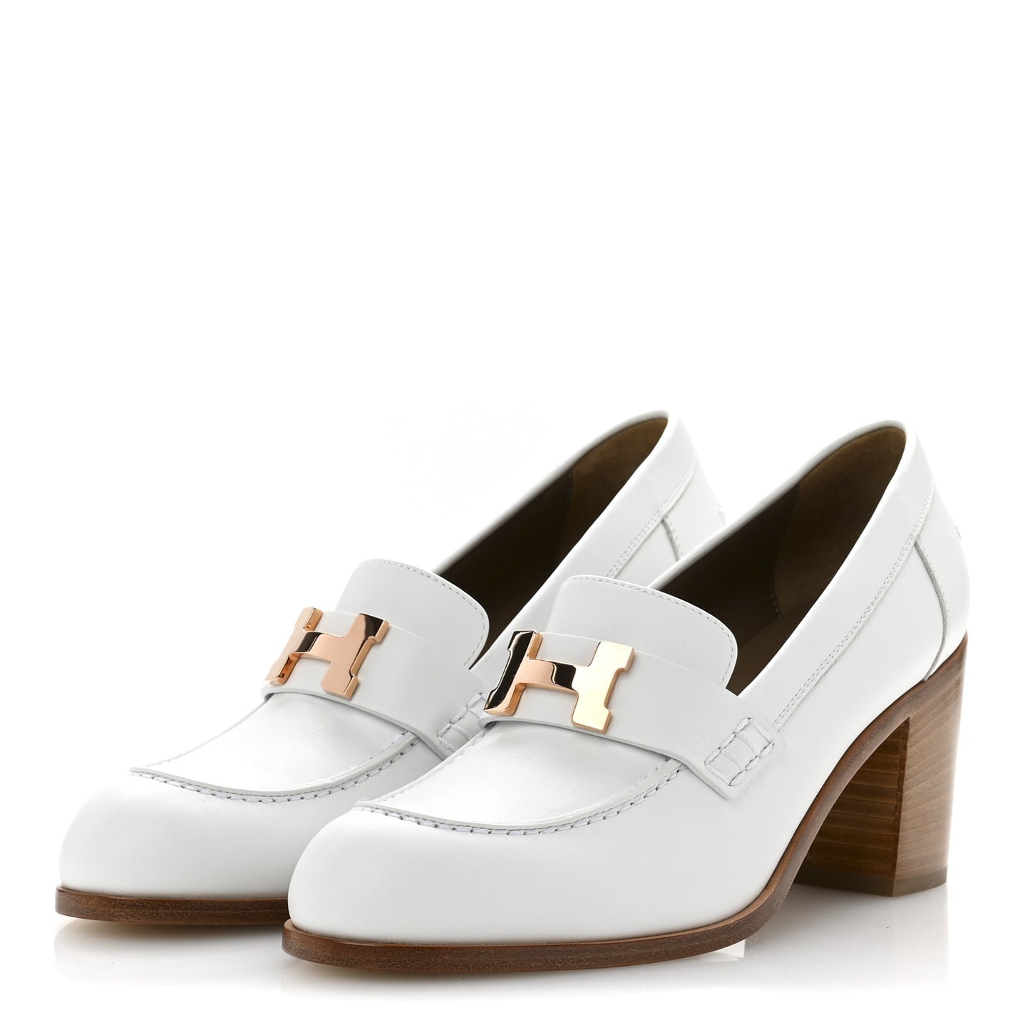 Calfskin Womens Dauphine 70 Moccasin Loafers 37.5 White