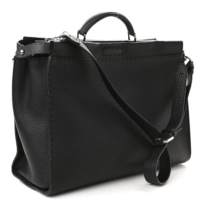 Fendi Cuoio Romano Selleria Fendi Stamp Patch Large Mens Peekaboo Iconic Essential Satchel Black Grigio 3 of 10