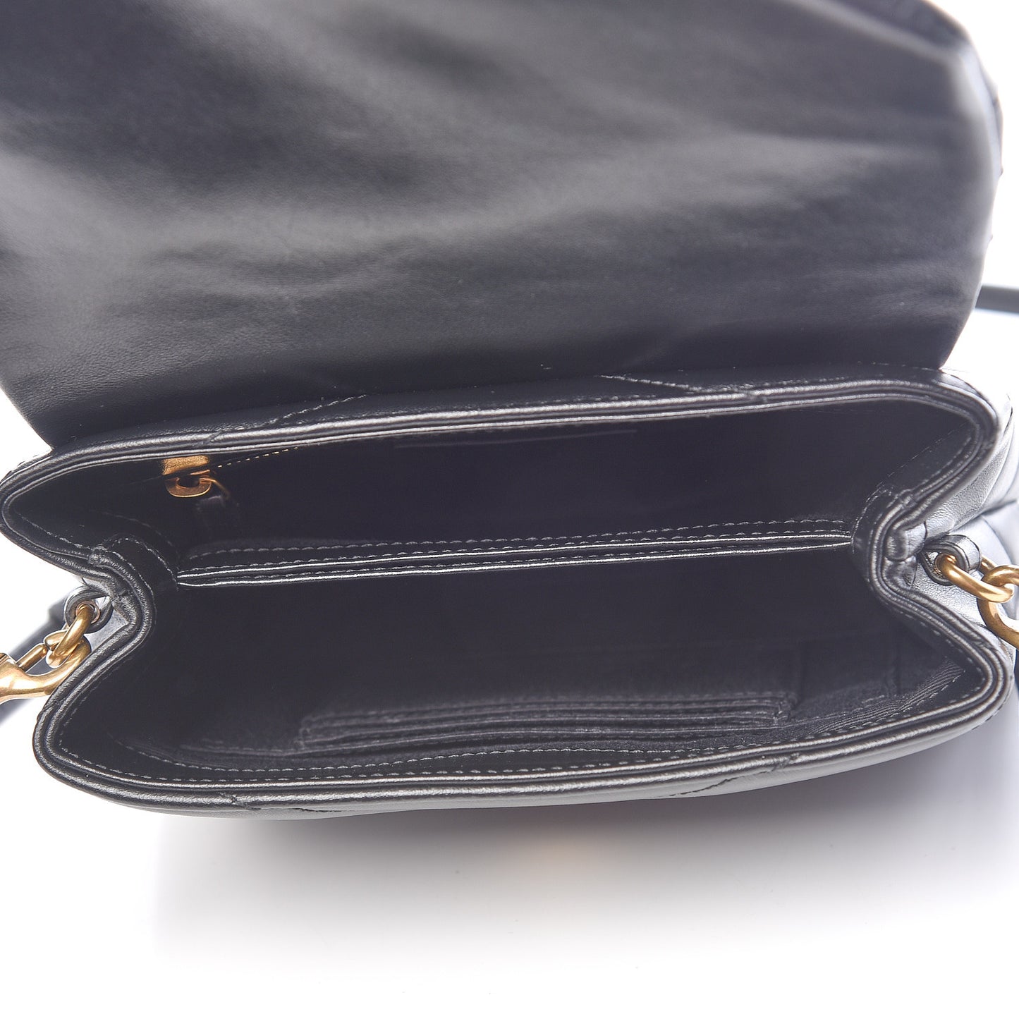 Calfskin Y Quilted Monogram Toy Loulou Crossbody Bag Black