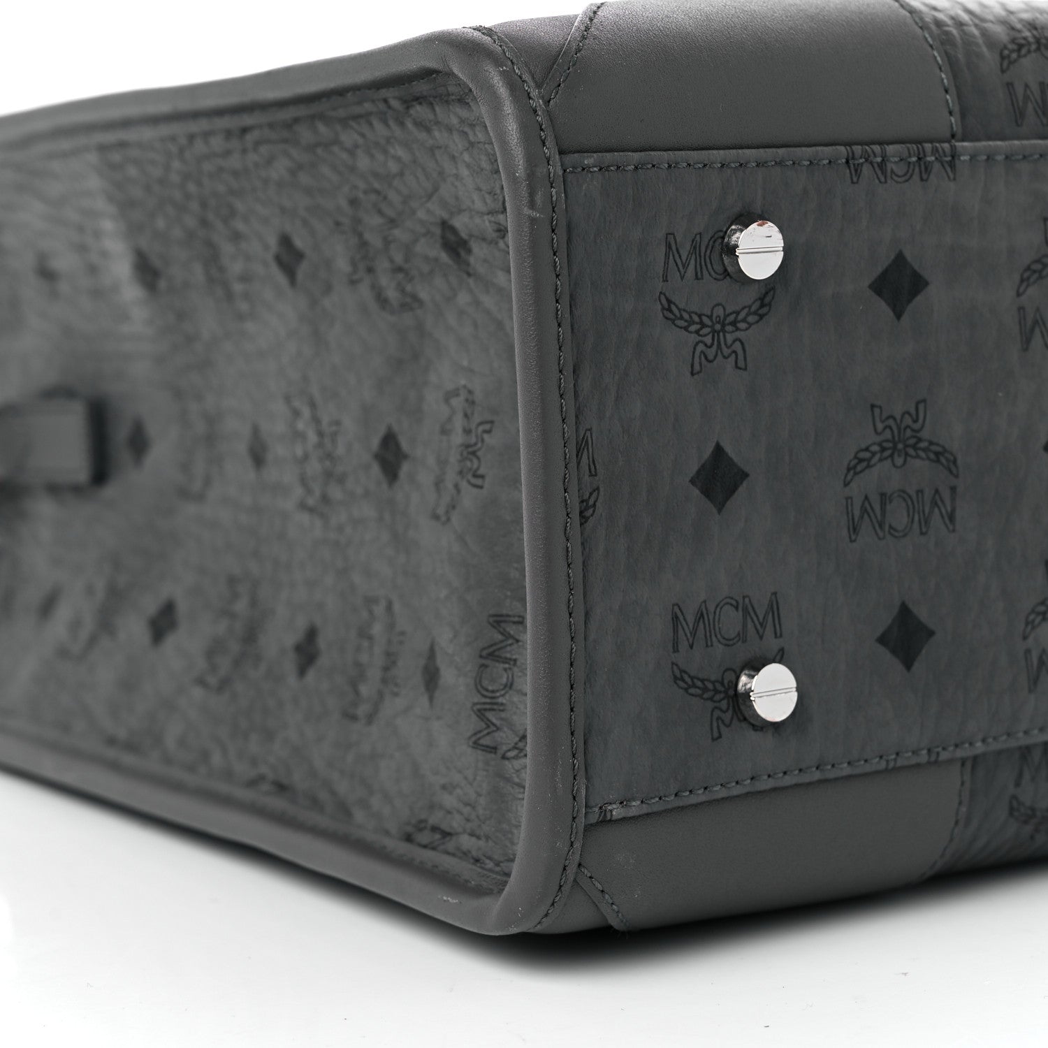 MCM Visetos Large Munchen Tote Grey 7 of 8