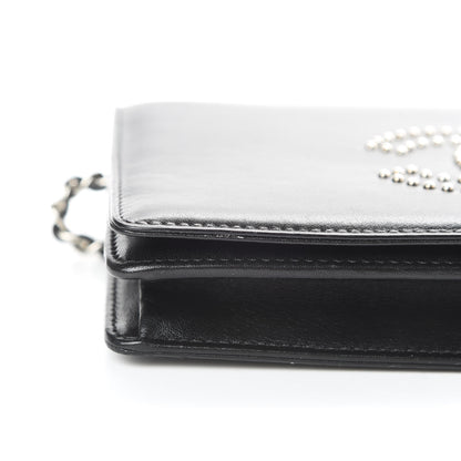 Chanel Lambskin Studded CC Wallet On Chain WOC Black 17 of 19