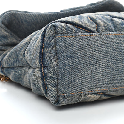 Saint Laurent Denim Quilted Toy Loulou Puffer Monogram Chain Satchel Blue Black 8 of 9