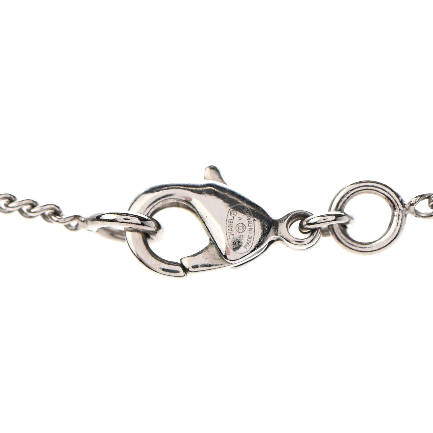 Chanel Baguette Crystal Pearl CC Lariat Necklace Silver 5 of 7