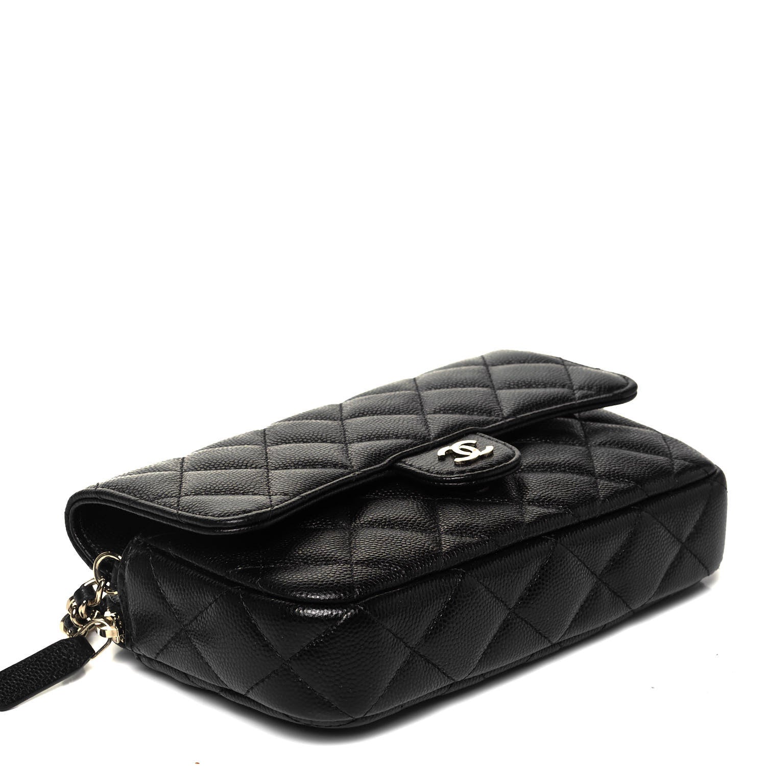 Chanel Caviar Quilted Flap Phone Holder With Chain Black 4 of 9