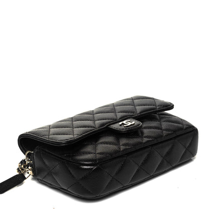 Chanel Caviar Quilted Flap Phone Holder With Chain Black 4 of 9