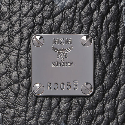 MCM Visetos Medium Anya Zip Top Shopper Tote Black 9 of 11