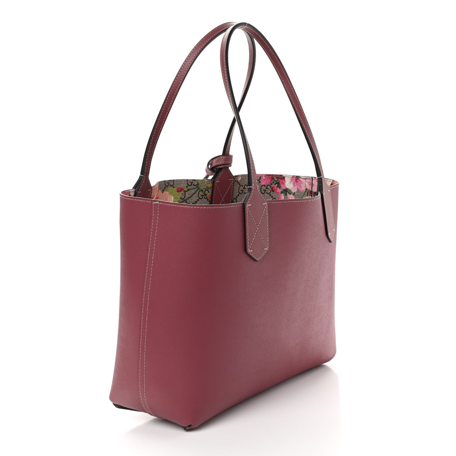 Gucci GG Supreme Monogram Blooms Small Reversible Tote Beige Multicolor Dry Rose 5 of 12
