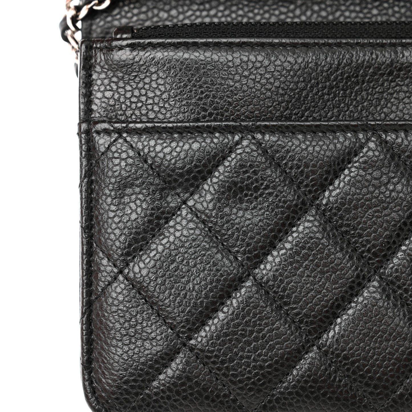 Caviar Quilted Wallet on Chain WOC Black