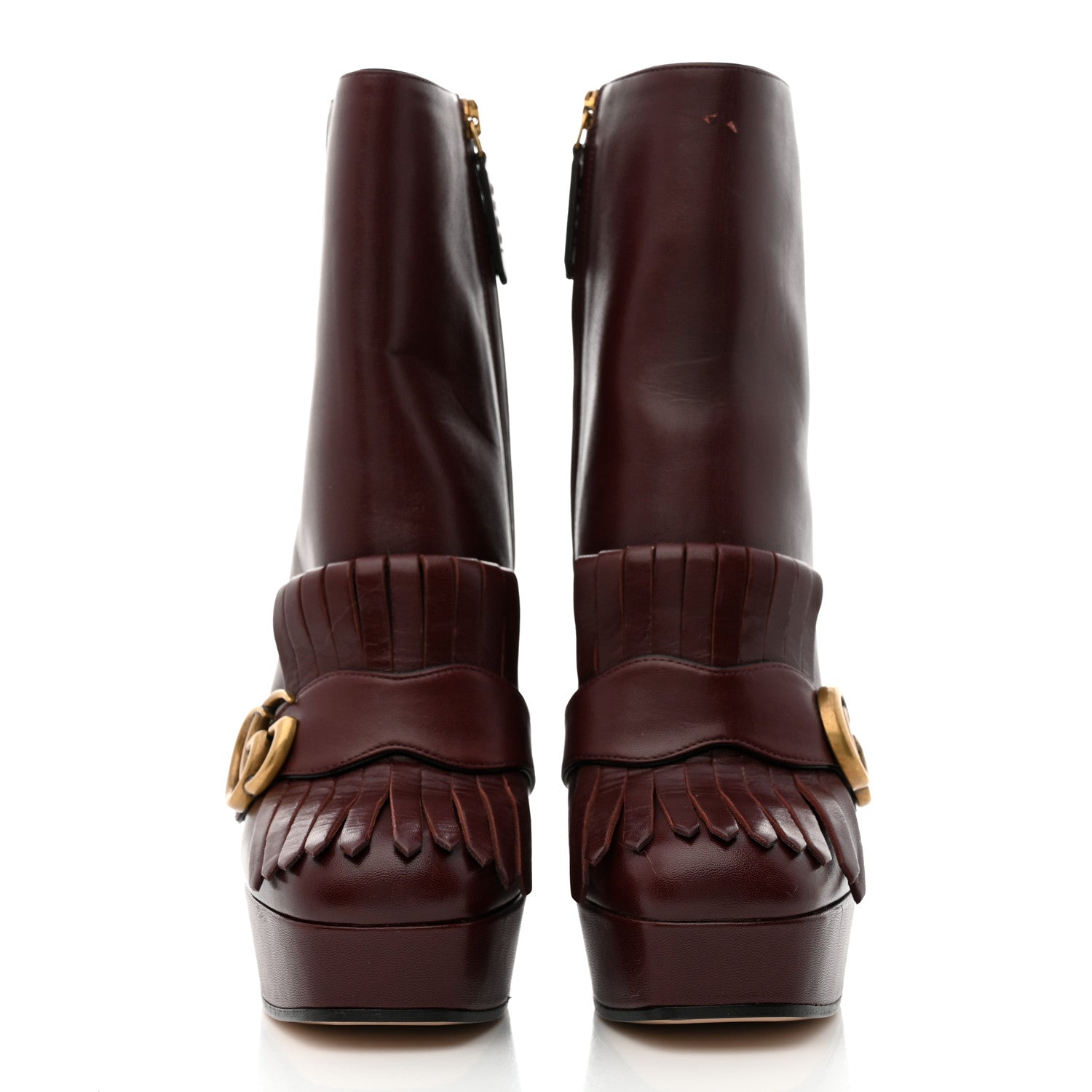 Gucci Malaga Kid GG Marmont Fringe Platform Ankle Boots 36 Vintage Bordeaux 2 of 9