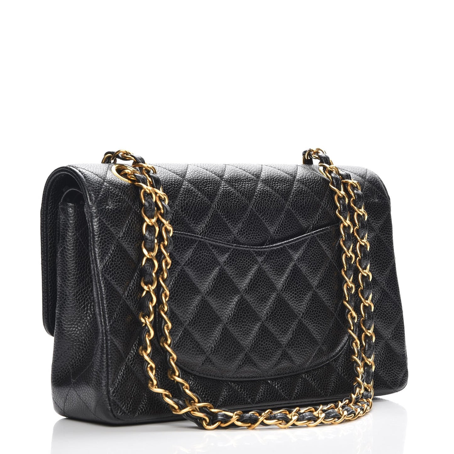 Caviar Quilted Medium Double Flap Black