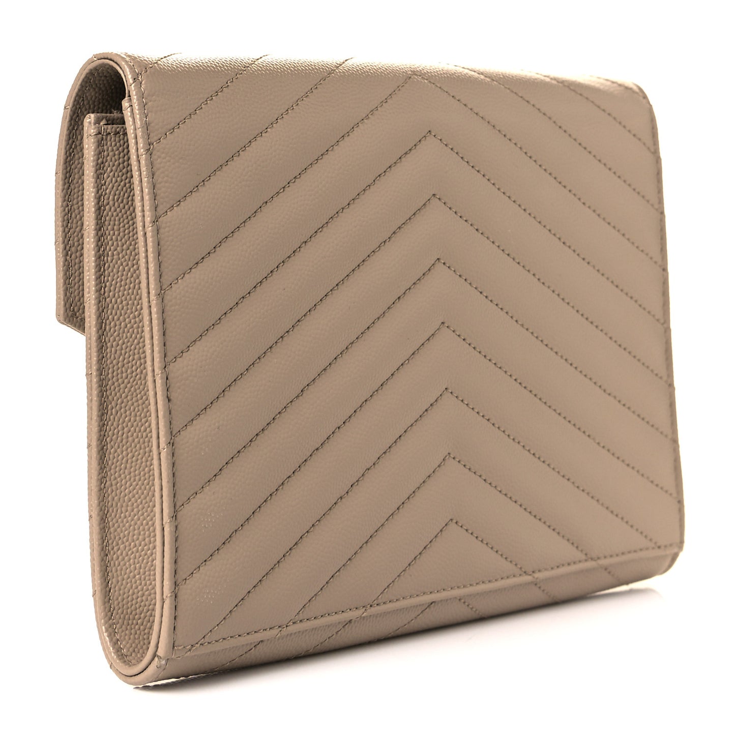 Grain De Poudre Matelasse Chevron Monogram Envelope Clutch Dark Beige