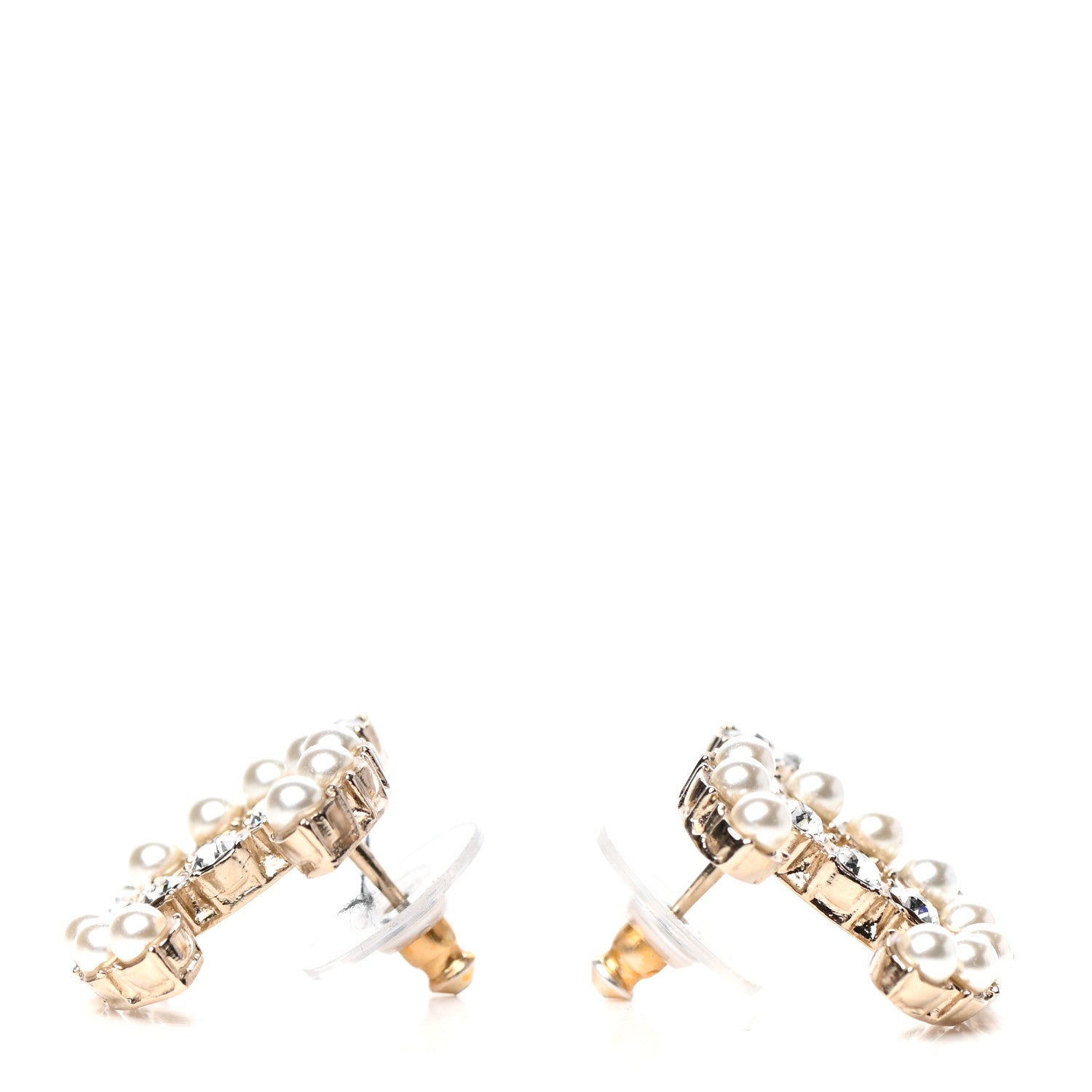 Chanel Crystal Pearl CC Dazzling Domino Earrings Gold 3 of 5