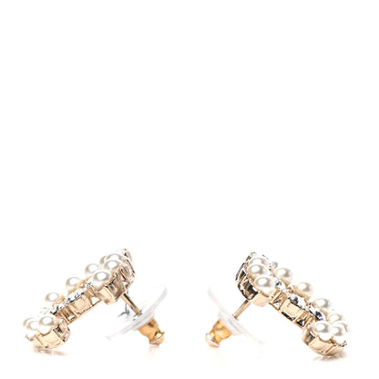 Chanel Crystal Pearl CC Dazzling Domino Earrings Gold 3 of 5