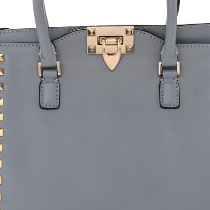 Valentino Garavani Vitello Rockstud Small Double Handle Tote Grey Blue 8 of 12
