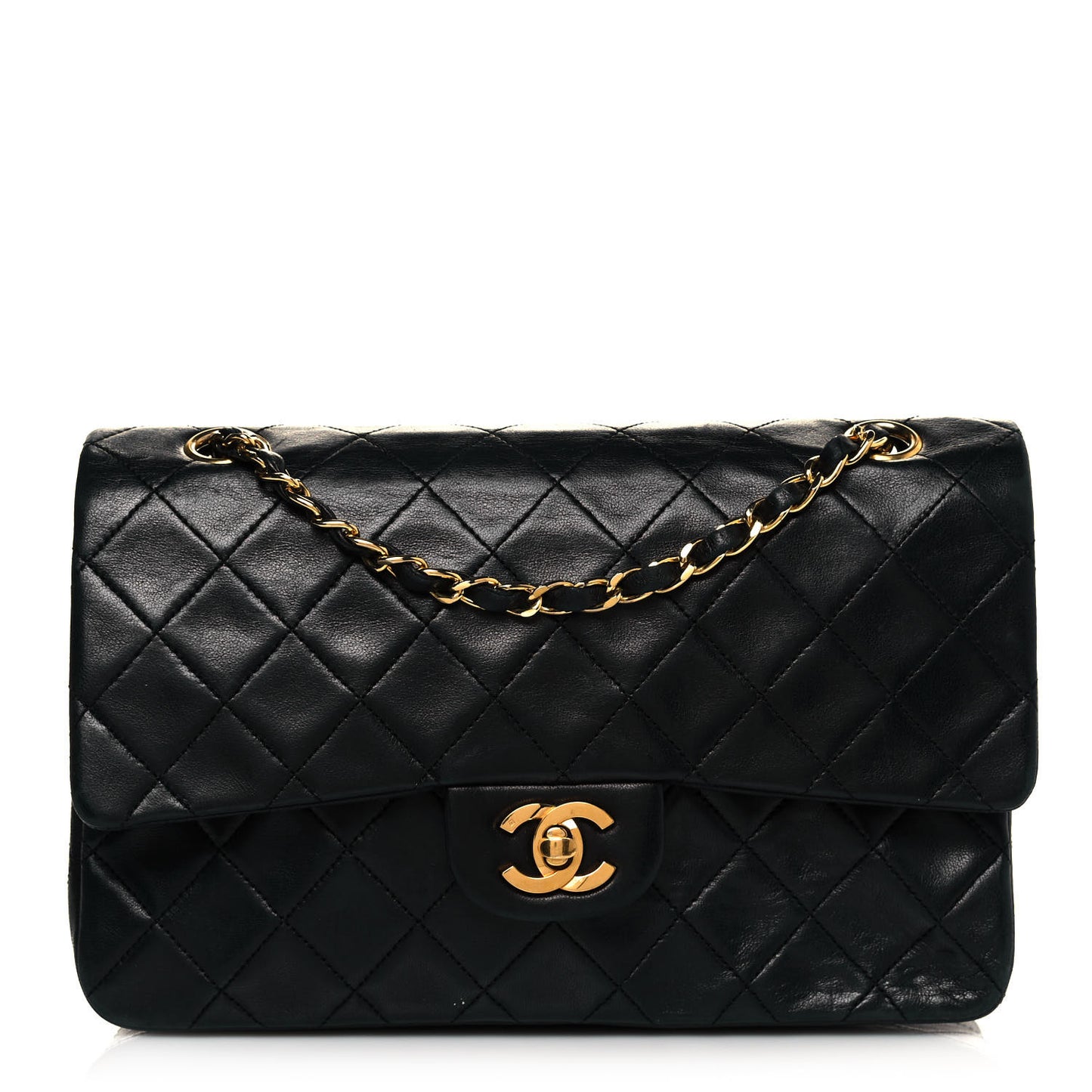 Lambskin Quilted Small Double Flap Black