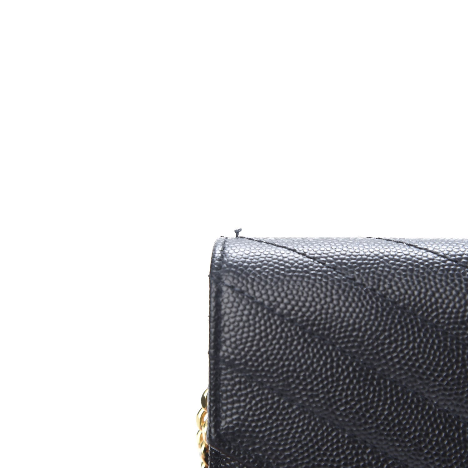 Saint Laurent Grain De Poudre Matelasse Chevron Monogram Envelope Chain Wallet Black 11 of 13