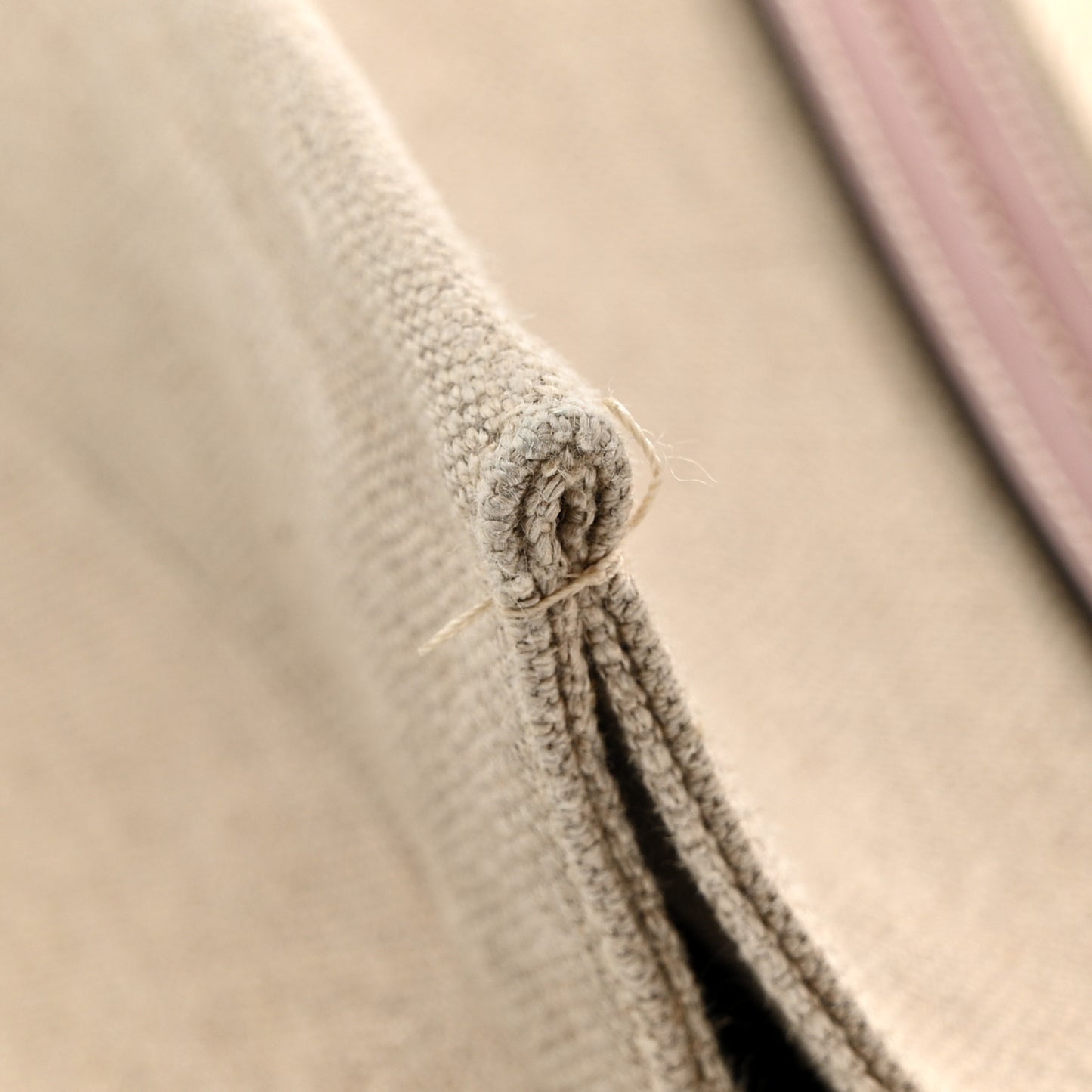 Linen Calfskin Large Woody Ribbon Tote White Brown