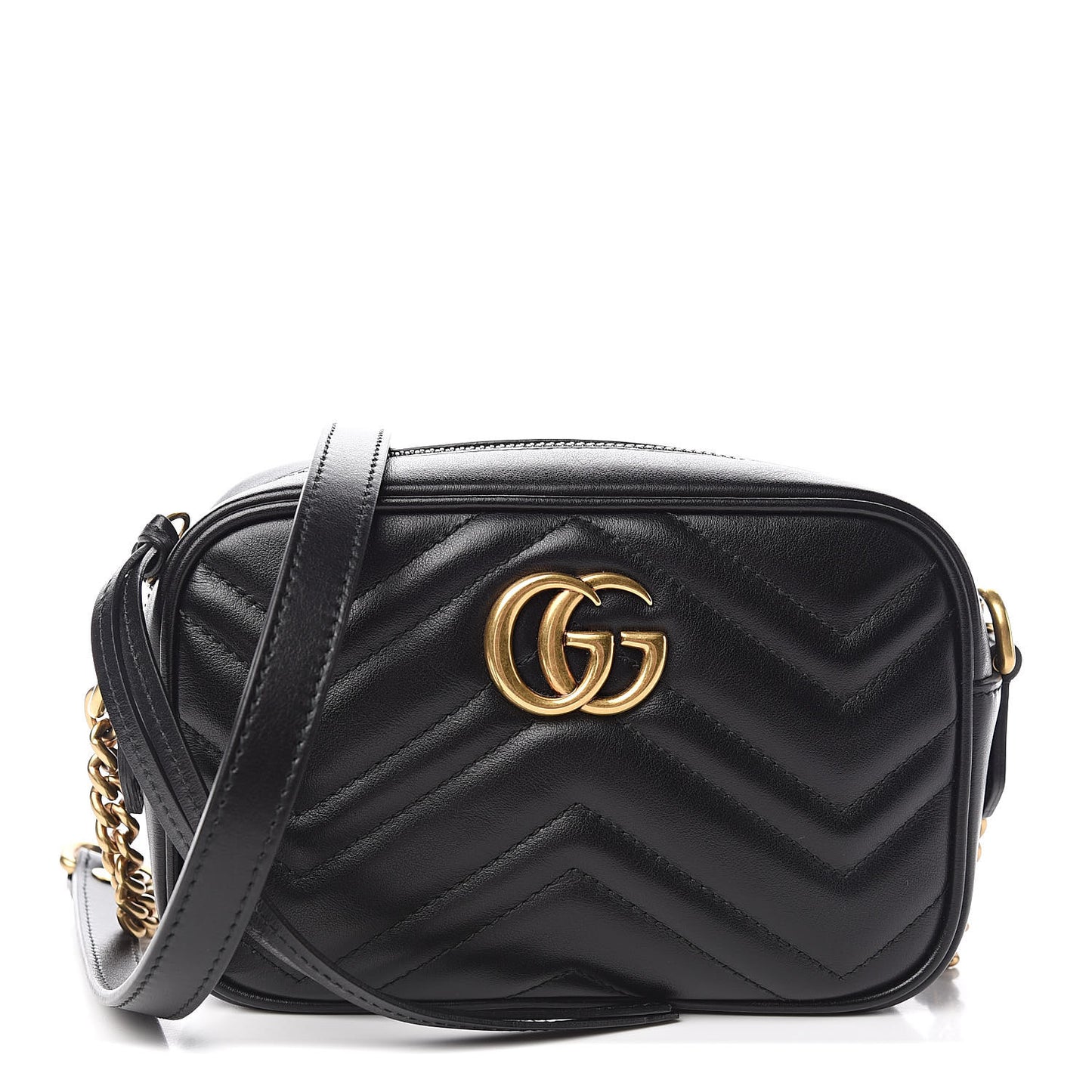 Calfskin Matelasse Mini GG Marmont Chain Shoulder Bag Black