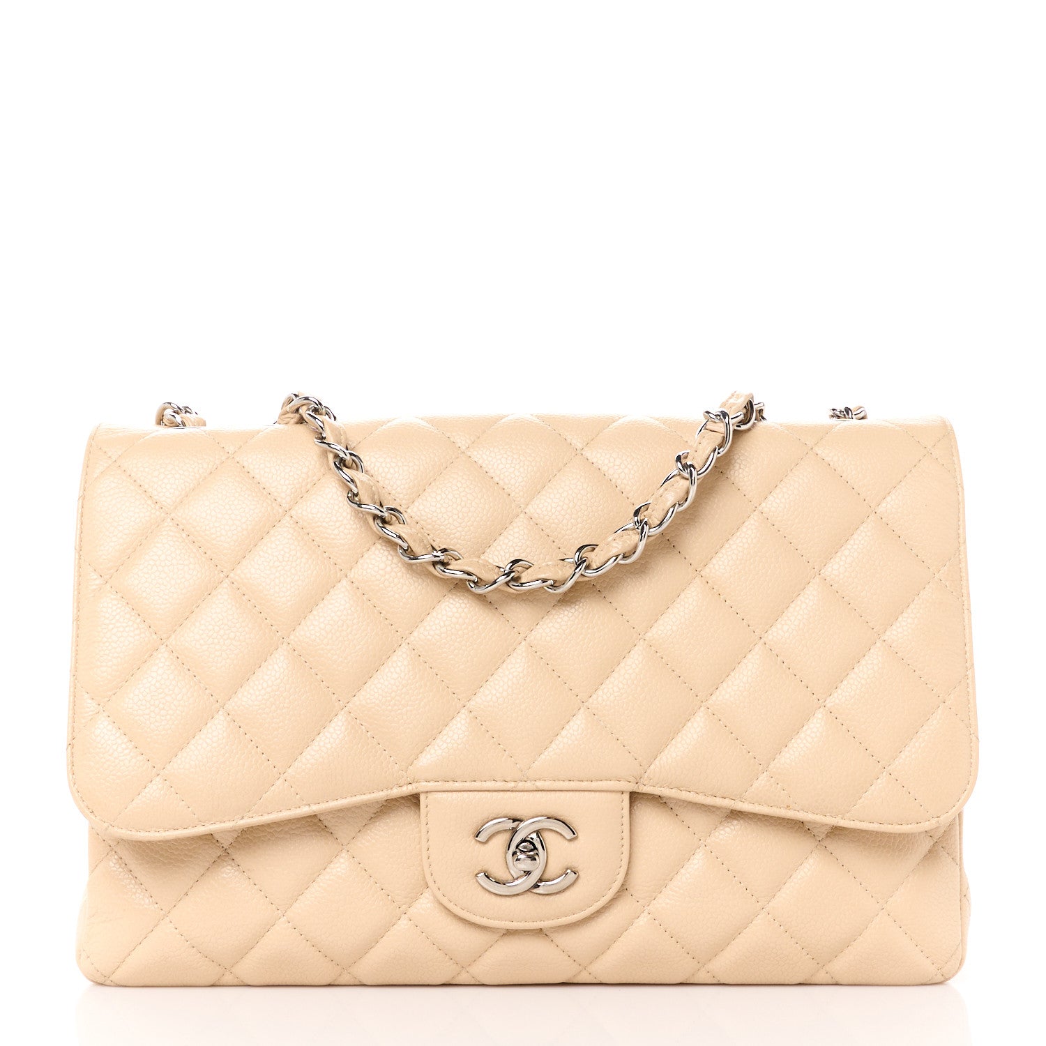 Chanel Caviar Quilted Jumbo Single Flap Beige Clair 1 of 12